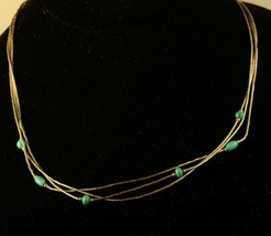 Vtg Sterling Silver Sign Q.T. 925 Station Beaded Turquoise Multi Strand Necklace - £39.56 GBP