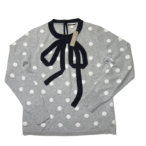 NWT J.Crew Cashmere Crewneck Sweater in Heather Gray Snow Dot Bow Pullover XXS - £86.78 GBP