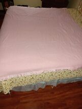Pink Vintage Blanket With Satin Edges 80&quot; x 72&quot; Cottagecore - $24.75