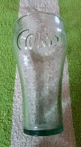 Vintage Green Dimple Pebble Enjoy Coca Cola Coke Textured 6&quot; Glass Cup - £10.41 GBP