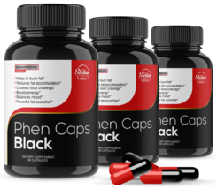 3 Pack Phen Caps Black, mejora metabolismo y aumenta la energía-60 Cápsu... - $93.49