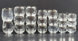 20 Pc Silver Band Rims Roly Poly Mix Set Vintage Clear Retro Bar Glasses... - $118.47