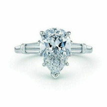 Pear Cut 3.40Ct Three Diamond 14K White Gold Engagement Ring Simulated Size 9.5 - $250.79