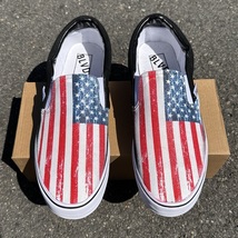 Rustic American Flag BLVD Custom Original Slip Ons - Men&#39;s And Women&#39;s Shoes - £78.30 GBP