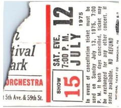 Leo Kottke Concert Ticket Stub FJuly 12 1975 Central Park New York - £27.25 GBP