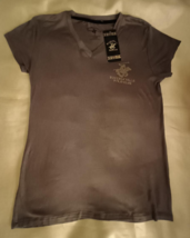 Beverly Hills Polo Club Women White &amp; Brown Stripe T-Shirt Size  - L  - $9.99