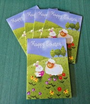 Package of 5 EASTER Bunny &amp; Lamb Greeting Cards w/Envelopes - 5.75&quot; x 4&quot; - NOS! - £3.97 GBP