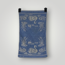 Vintage Dundee Hand Towel Swans Blue White Reversible 14.5x26 - $9.75