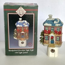 Winter Home Scene Night Light Sensor Ceramic Hand Painted Porcelain with... - $14.95