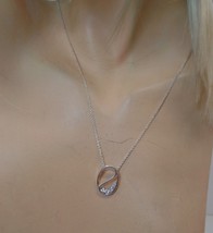 RMN (Stamped) Silver Necklace With Dainty CZ Charm on Adjustable 20&quot; Chain - £15.50 GBP