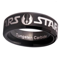 YGK Trendy Style Tungsten Carbide Black Star Wars Themed Ring - Unisex - £29.56 GBP