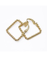 Vintage L H Segal CALIFORNIA Gold Tone Square Twisted Rope Clip-on Hoop ... - $21.29