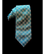 Lands End Repp Tie Necktie 100% Silk Teal Green Checked Men Long 3.75Wx6... - $23.86 CAD