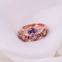 0.5Ct Round Cut CZ Alexandrite Bridal Engagement Ring Set 14K Rose Gold Plated - £113.94 GBP