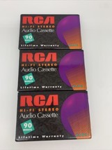 RCA Hi-Fi Stereo Blank Audio Cassette Lot of 3 Tapes 90 Minute - New Sealed - £10.26 GBP