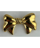 Vintage Gold Tone Bow Brooch Thick n Sturdy - $12.97 CAD
