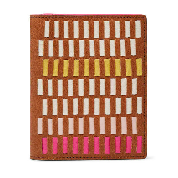 Fossil SL7523664 RFID Passport Woven Pink Multi This & That leather wallet NWT*^ - $40.09