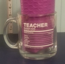 Teacher Nutrition Facts Coffee Mug Cup Clear 3.75&quot; Tall COMBINED SHIPPING - £6.09 GBP