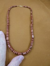 (v440-d) 22&quot; long Orange gold sparkle Goldstone barrel Beaded Necklace JEWELRY - £41.07 GBP