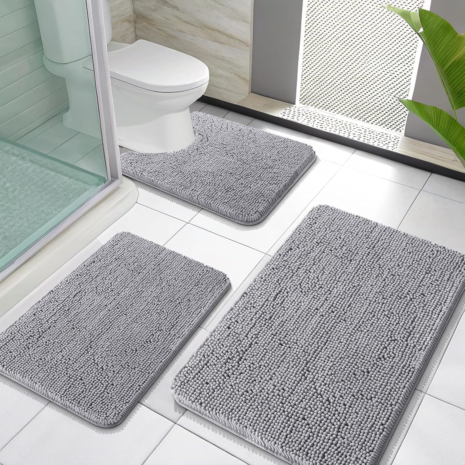 Olanly Bathroom Rugs Sets 3 Piece, Soft Absorbent Chenille Bath Mats And... - $39.93