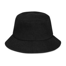 Denim Bucket Hat, Black Embroidered Cross Graphic Hat / Unisex - £20.53 GBP