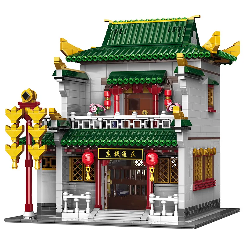 Chinatown City Street View Architecture China Native Bank Building Block - £170.82 GBP