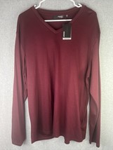 MURANO Liquid Luxury Mens XL Slim Fit Maroon Red Pullover Shirt Long Sleeve - £32.17 GBP