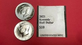 2021 D &amp; P Kennedy Half Dollars, 2 coins, UNCIRCULATED, from US mint rolls - £3.34 GBP
