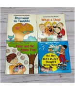 Vtg Lot of 4 A First-Start Easy Reader Books Dinosaur In Trouble What a ... - £7.46 GBP