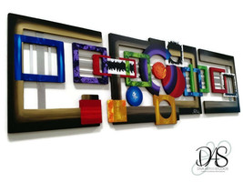 Geometric Abstract Wall Sculpture, Unique Wood n Metal wall art, by Art69 - £746.73 GBP