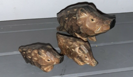 Vintage 6&quot; Wild Pig Boar Warthog Pottery Ceramic Porcelain Mother and Ba... - $39.99