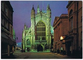 Postcard Floodlit Abbey &amp; Pump Room Bath England UK - £2.32 GBP