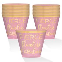 HOME &amp; HOOPLA Pink &amp; Gold Hot-Stamped Fierce, Flawless, Fabulous Plastic 9 Ounce - £13.66 GBP