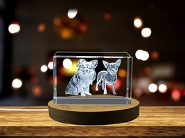 LED Base included | Unique Engraved Crystal Chihuahua Sculpture Gift - $39.99 - $399.99