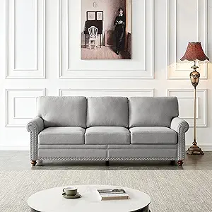 Linen Fabric Upholstery Living Room Comfy Couch 3 Seater Sofa With Stora... - $969.99