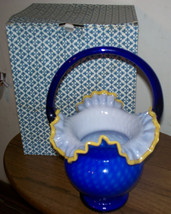 Arte Murano Kristall Mery - Cobalt Blue Vase w/ Handle - Made In Italy - £63.94 GBP