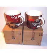 RARE Holiday STARBUCKS Mugs 2 Wolf Reindeer Christmas Gold Red Taiwan Boxes - $122.53 CAD