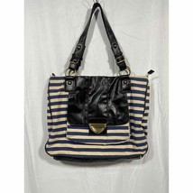 GAL Striped Canvas/ Faux Leather Purse Tote Shoulder Bag - £15.98 GBP