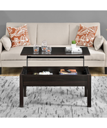 ESPRESSO COFFEE TABLE WITH HIDDEN LOWER SHELF STORAGE CONTEMPORARY DESIG... - $98.04