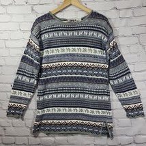 VINTAGE BP Nordstrom Women Sweater Medium Blue Fair Isle Striped Knit Sz S  - $19.79