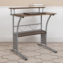 Walnut 2 Shelf Computer Desk NAN-CLIFTON-RU-GG - €79,23 EUR