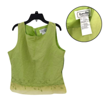 Borcellini Women’s XL Green Embroidered Sleeveless Tank Blouse Top - $18.81