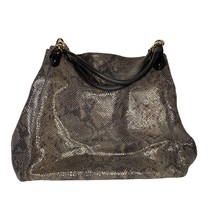 Coach Purse Snakeskin Madison Bag EMB Leather 16031 Gray/Brown Large Tote - $80.05