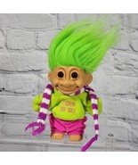 Vintage Russ Berrie Troll Green Hair Born to Ski  - $9.89