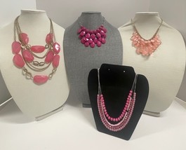 4 Vintage to Modern Pink Necklaces Multi Strand and Cluster - $285.10 MXN