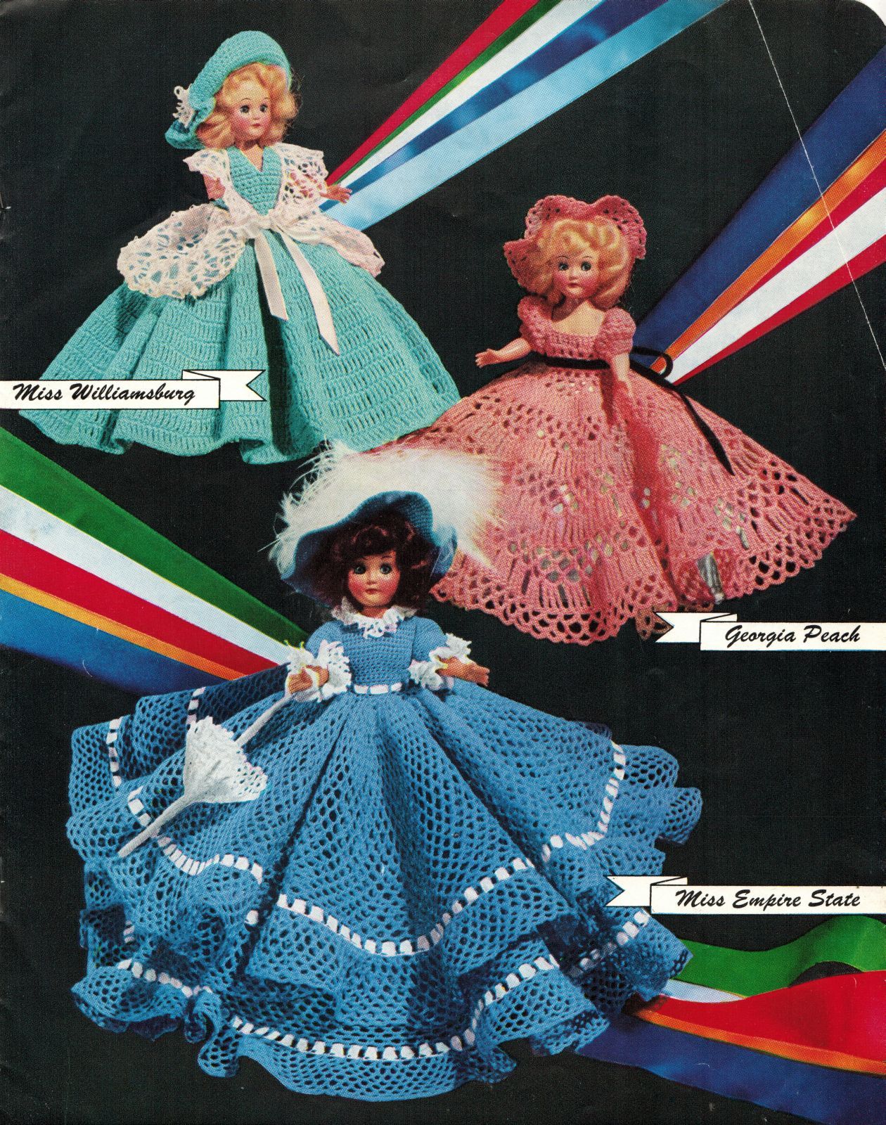 Vtg 1952 8" 11" Americas State Dolls Costume Clothes Georgia Rio Crochet Pattern - £10.21 GBP