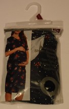 Maternity Dress S/4-6 Navy Floral Short Sleeve Side Ruched Time and True  New - £11.16 GBP