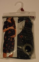 Maternity Dress S/4-6 Navy Floral Short Sleeve Side Ruched Time and True... - $13.98