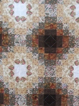 Hand quilted Homemade Quilt, Brown &amp; Cream Cotton, Handmade by Laura Mae... - $78.00