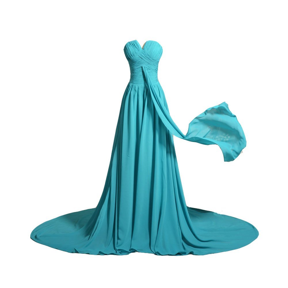 Kivary? Women's Strapless Chiffon A Line Ruched Simple Corset Long Prom Evening